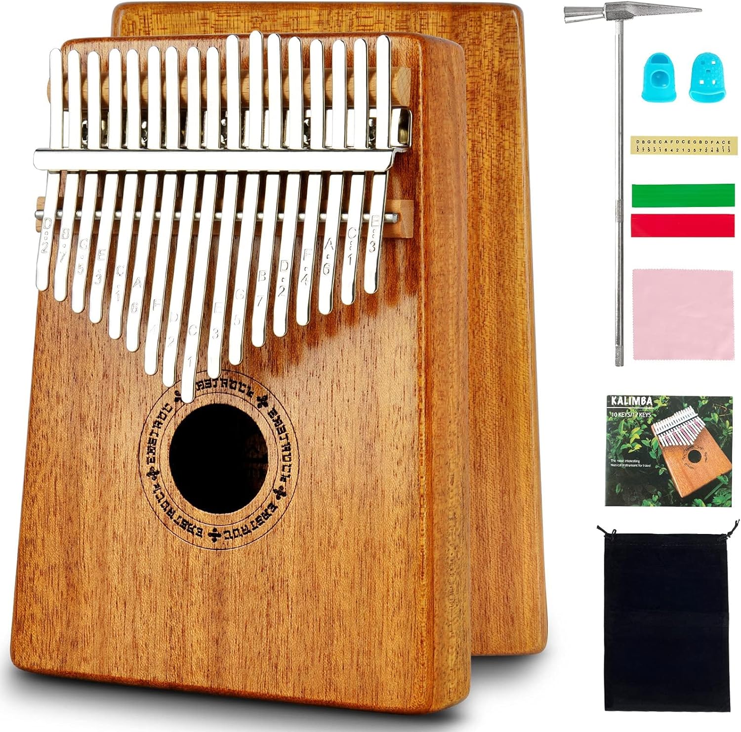 EASTROCK 17 Keys Kalimba Thumb Piano,Mbira Finger Piano,Professional Music Instruemtns Gifts Adults and Beginners(Mahogany Wood)