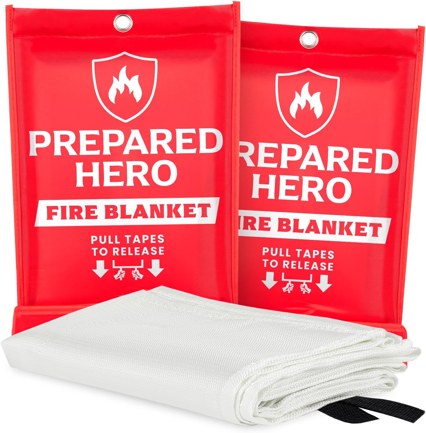 Prepared Hero Emergency Fire Blanket - 2 Pack - Fire Suppression Blanket for Kitchen, 40 x 40, for Home, Fiberglass Fire Blanket.