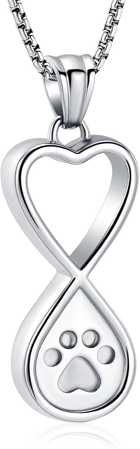 Infinity Love Pet Cremation Jewelry for Ashes of Dog/Cat Funeral Keepsake Urn Necklace Pendant Memorial Jewellery