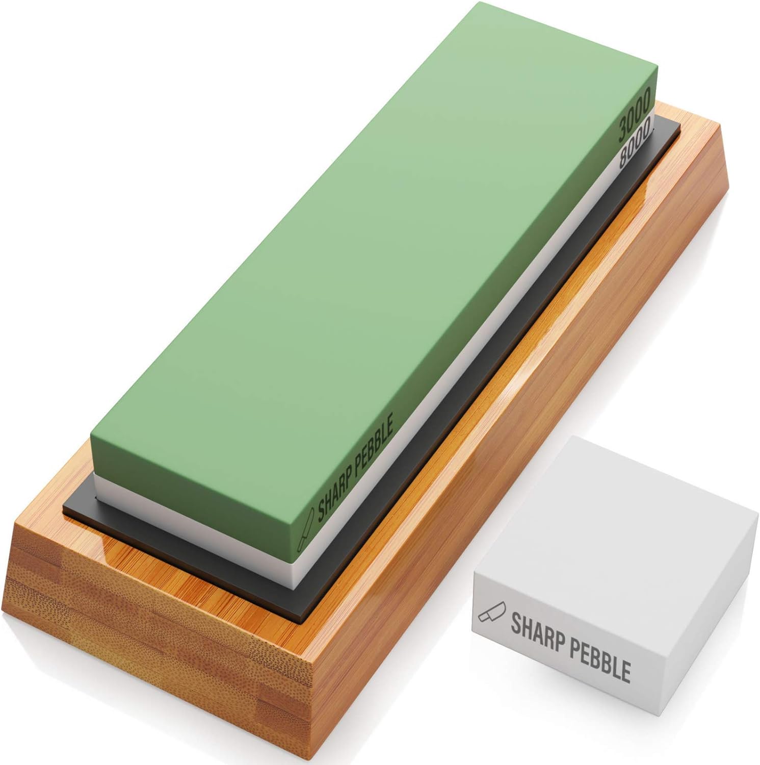 If you find sharpening with a fast-cutting, 1200-grit diamond plate is enough for most of your needs, but occasionally want/need to put a super fine edge on that chisel, plane blade, or knife, this 3000/8000 grit two-sided waterstone will do the trick. Everything about this is as promised in the description. Wood base is almost so nice you don't want to use it. Recommend. Really happy with this purchase.