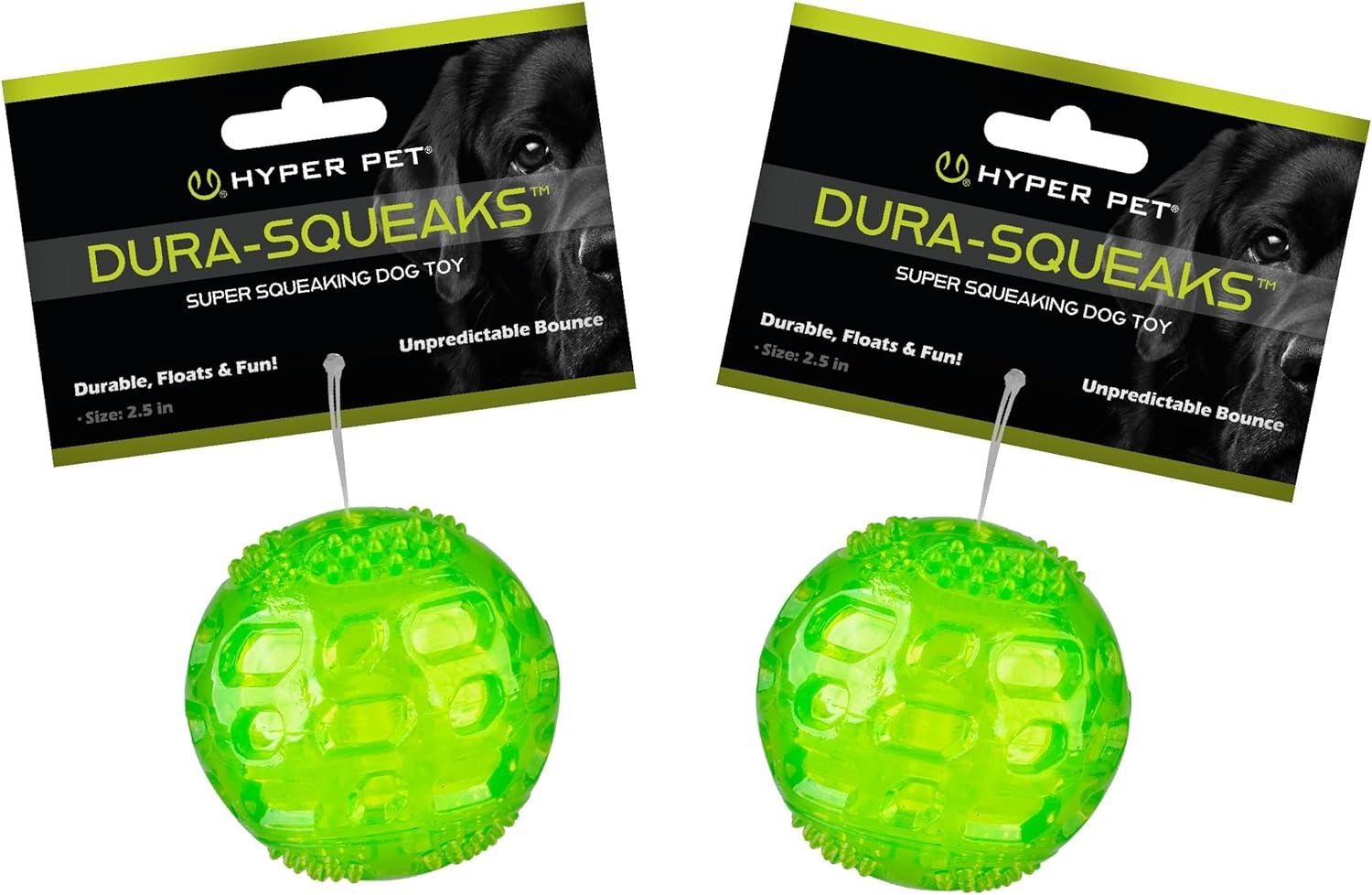 Hyper Pet DuraSqueak Dog Ball Dog Toys (Interactive Dog Toys That Float & Squeak) Squeaky Dog Toys & Dog Balls for Playing, Fetching & Retrieving - Great Alternative to Traditional Dog Tennis Balls