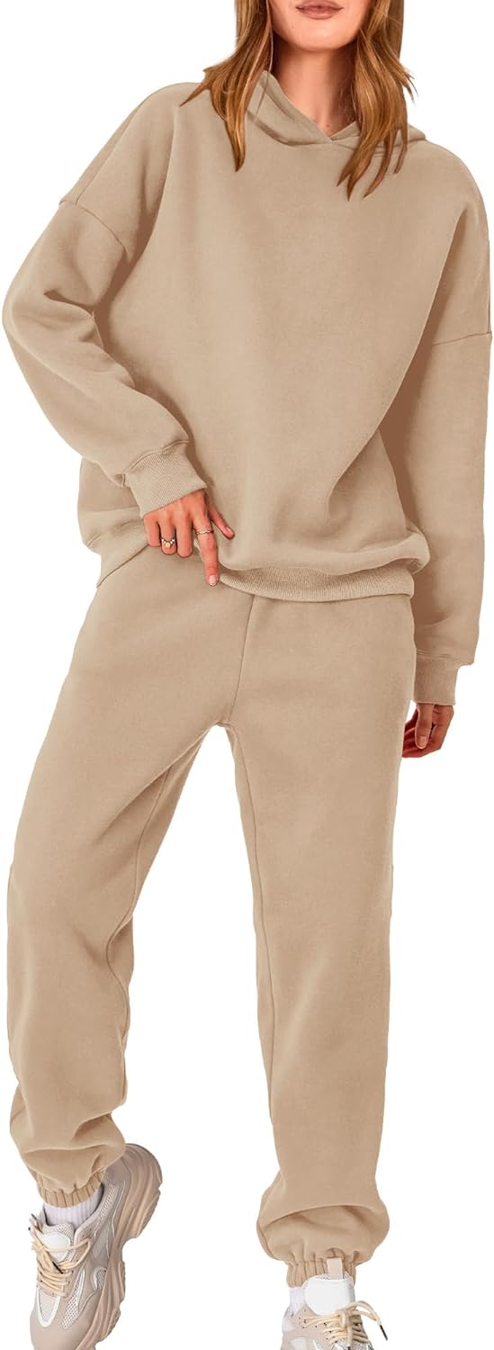 BTFBM Women 2 Piece Sweatsuits Long Sleeve Hooded Pullover Jogger Pants Fall Winter Casual Loose Lounge Sets Tracksuit