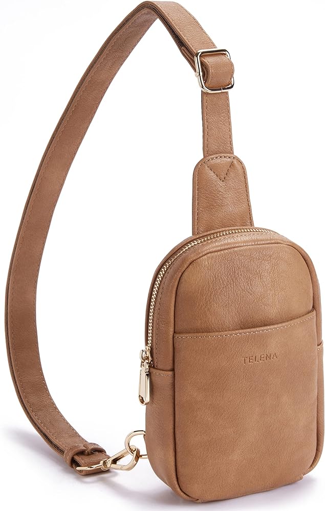 Telena Small Sling Bag for Women Leather Crossbody Fanny Packs Chest Bag for Women