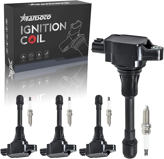 RANSOTO Ignition Coil Pack And Iridium Spark Plug Compatible With 2007-2019 Nissan Altima Cube Rogue Sentra Versa NV200 1.6L 1.8L 2.0L 2.5L L4 Replaces UF549 9029 Set Of 4