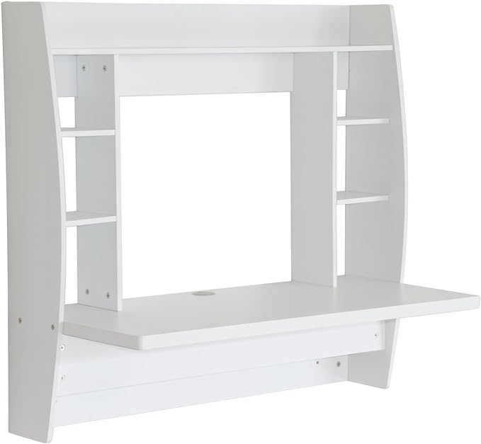 Prepac Floating Desk - Versatile Wall Mounted Desk for Small Spaces, Efficient Computer Desk with Storage, White Wall Desks, Perfect for Modern Homes