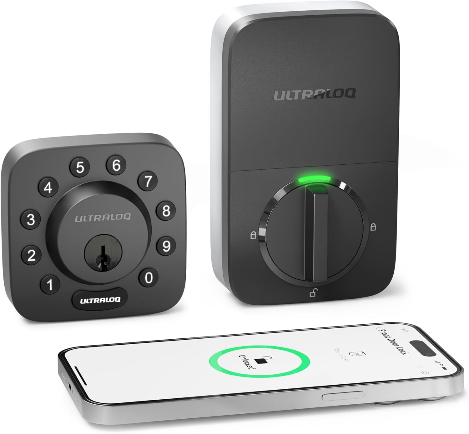 ULTRALOQ U-Bolt Smart Lock, 5-in-1 Keyless Entry Door Lock with App Control, Keypad Deadbolt, Auto Unlock, Auto Lock, Smart Door Lock, Smart Locks for Front Door, Smart Deadbolt, Black