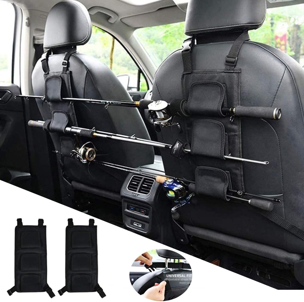 Fishing Rod Holders for Car, Fishing VRC Vehicle Rod Carrie, Adjustable Polyester Strap Fishing Pole Storage Rack for SUV, Wagons, Van, Easy Install Fishing Car Rod Carrier for Car