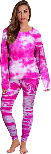 Just Love Womens Tie Dye Two Piece Thermal Pajama Set