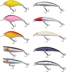 Fishing Bait Kit Hard Lures Set Minnow Crank Crankbaits with Hooks for Saltwater Freshwater Trout Bass Salmon 5/10pcs