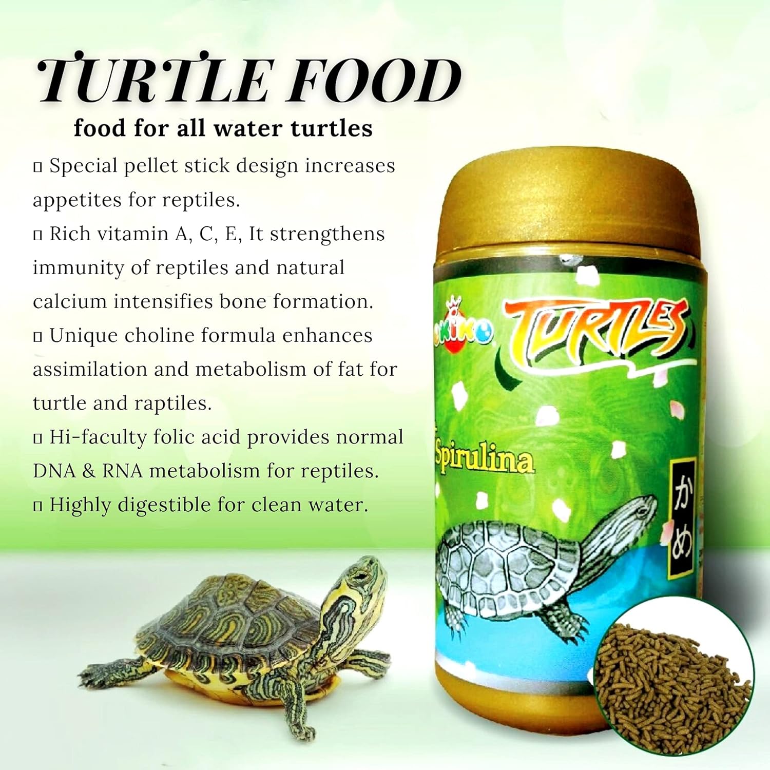 OKIKO Nutritional Aquatic Turtle Food Tortoise Fortified Food, Spirulina Growth Formula, Clean & Clear Water, Enriched Vitamins & Calcium for Strong Bones & Shells, Reptile Floating Food Nutri Sticks