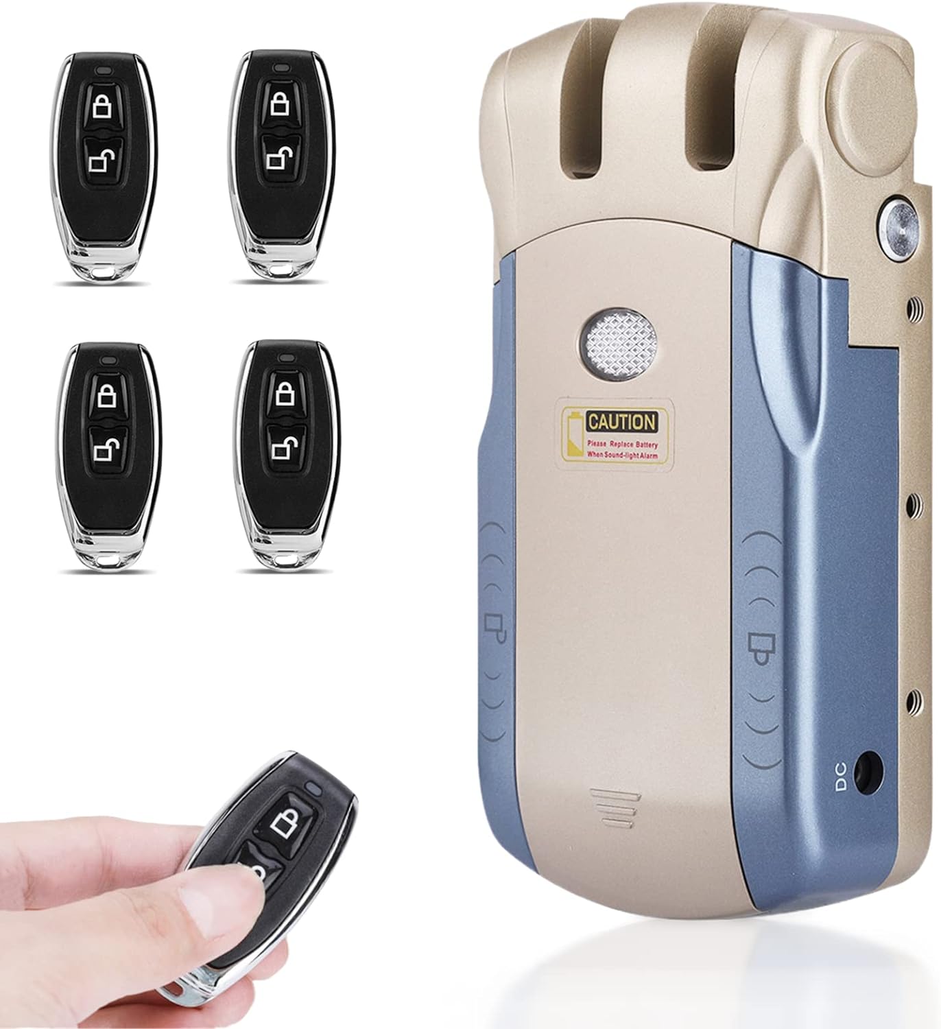 Dioche Wireless Invisible Keyless Electronic Lock, Smart Lock, Keyless Door Lock with 4 Remote Controllers, Remote Control Touch Locked & Unlock, Digital Anti-Theft Lock for Home Office (Gold)