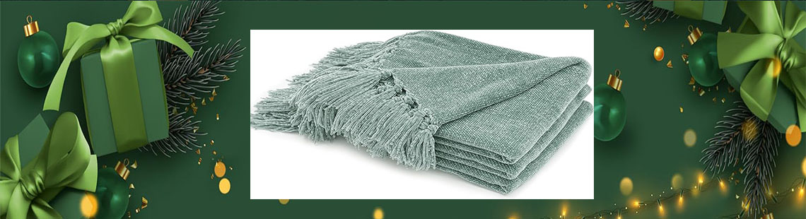 RECYCO Throw Blanket Soft Cozy Chenille Throw Blanket with Fringe Tassel for Couch Sofa Chair Bed Living Room Gift (Sage, 50'' x 60'')