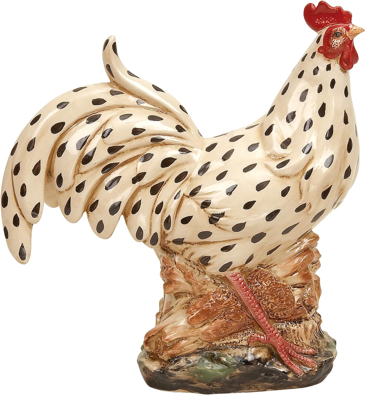 Deco 79 Ceramic Rooster Indoor Outdoor Garden Sculpture, 13" x 6" x 14", Beige