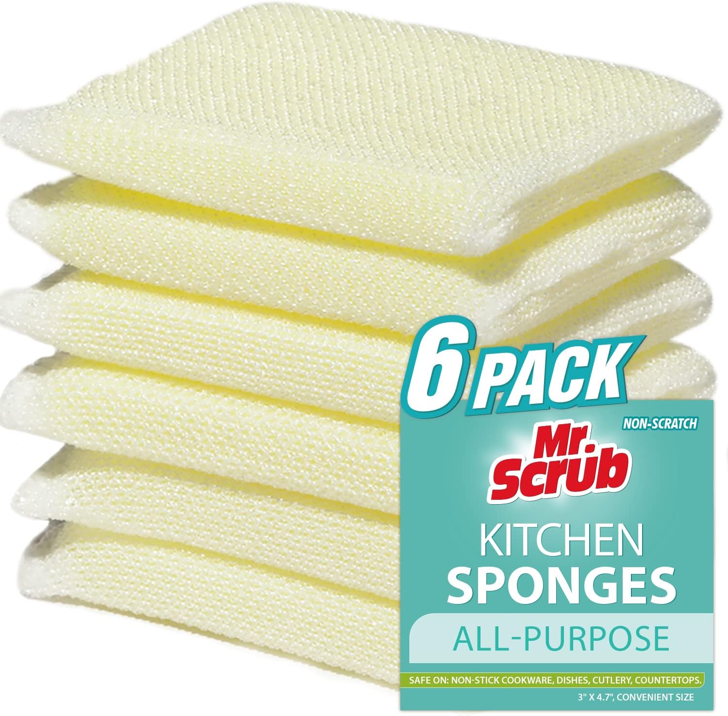 6 Pads All-Purpose Sponges Kitchen, Non Scratch Dish Sponge for Washing Dishes Cleaning Kitchen, Dish Cloths Rags Washcloths Dishcloths for Washing Dishes, Ideal for Kitchen, Bathroom, Mr. Scrub