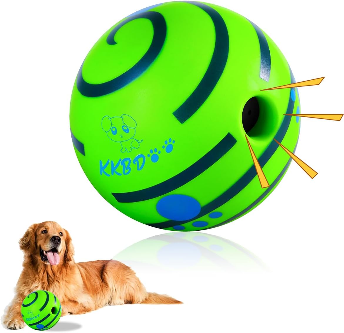 KKBDOO Wobble Giggle Ball, Durable Vinyl, 5.91 inches, Fun Giggle Sounds, Interactive Dog Toy for Boredom, Large Dogs