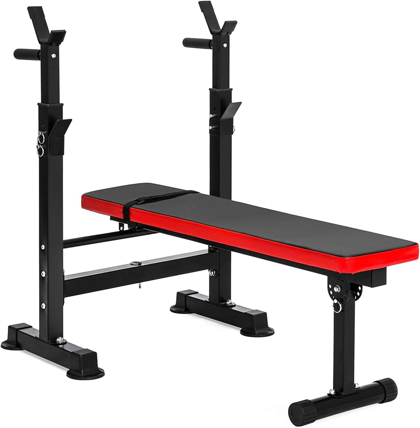 BalanceFrom Adjustable Folding Multifunctional Workout Station Adjustable Olympic Workout Bench with Squat Rack