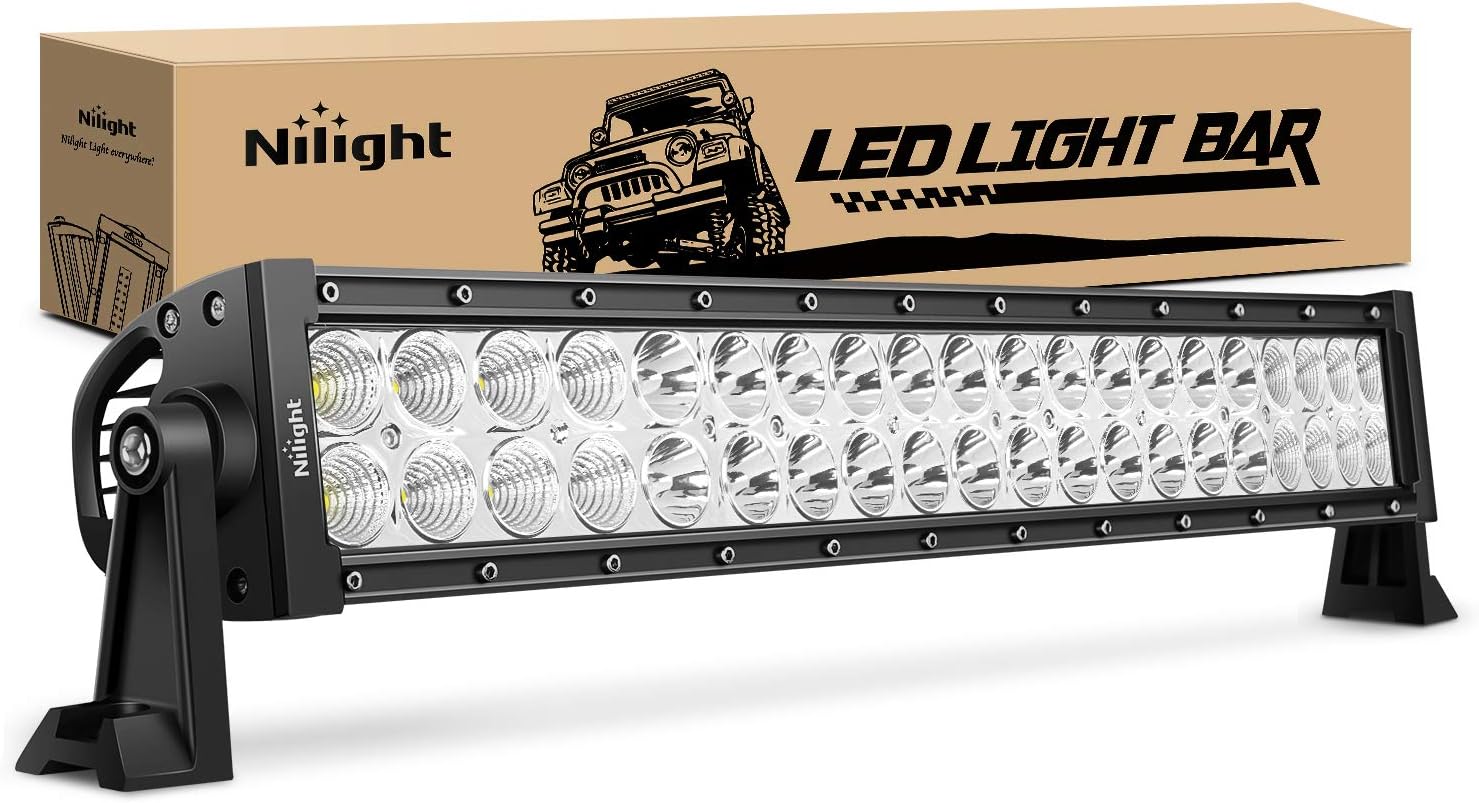 Nilight - 70003C-A 22 120w LED Light Bar Flood Spot Combo Work Light Driving Lights Fog Lamp Offroad Lighting for SUV Ute ATV Truck 4x4 Boat,2 Years Warranty