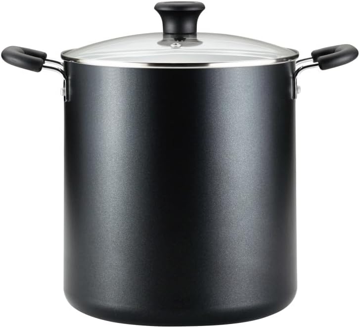 T-fal Specialty Nonstick Stockpot With Lid 12 Quart, Oven Broiler Safe 350F, Stay-Cool Handles, Kitchen, Cookware, Pots and Pans, Stock Pot, Soup Pot, Cooking Pot, Dishwasher Safe, Black