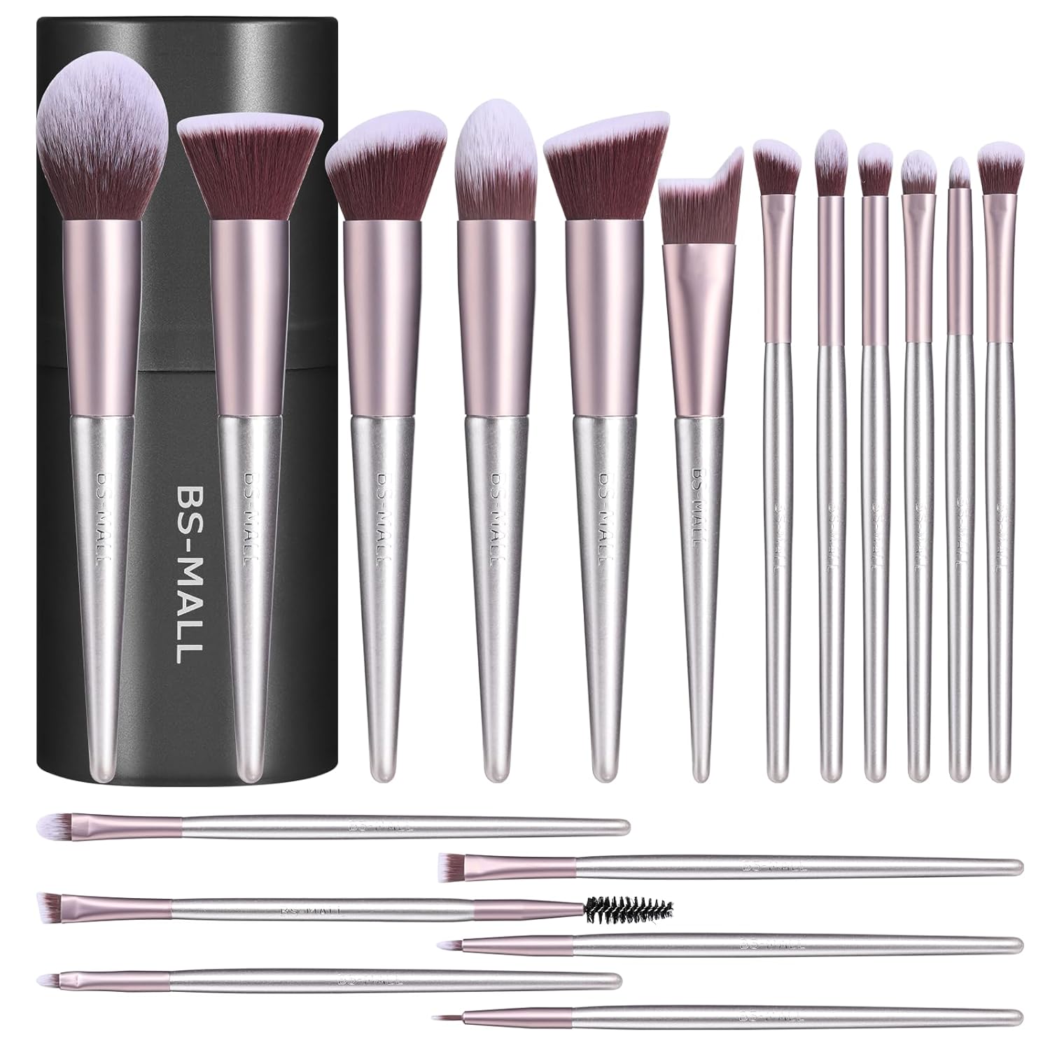 BS-MALL Makeup Brush Set 18 Pcs Premium Synthetic Foundation Powder Concealers Eye shadows Blush Makeup Brushes with black case