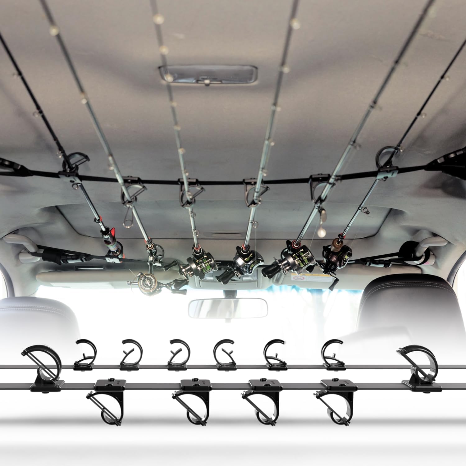 Fishing Rod Rack for Car, Fishing Pole Storage Holder for Vehicle like SUV,Truck,Van