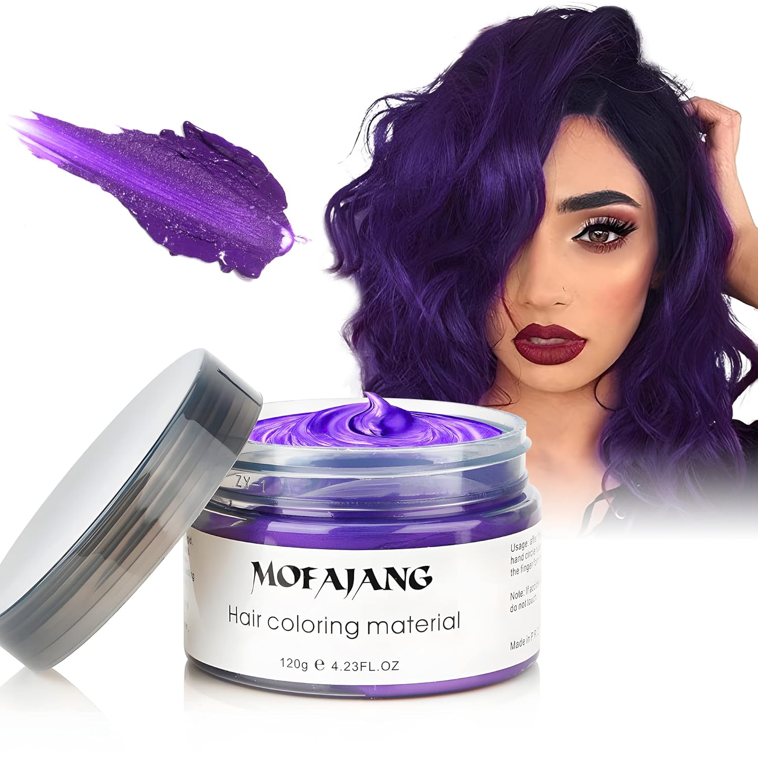 Purple Temporary Hair Dye Wax Natural Instant Hair Color Wax Pomades 4.23 oz,Hair Styling Clay for Party, Cosplay, Halloween,Christmas