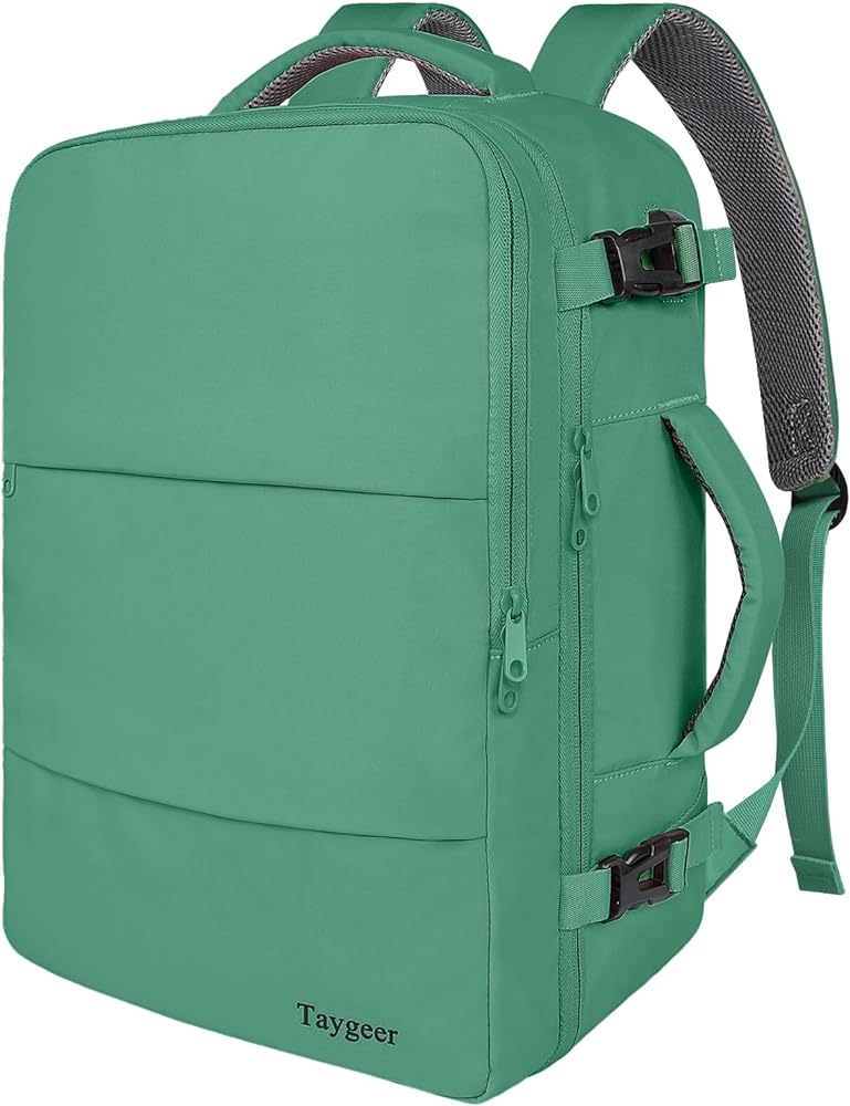 Taygeer Travel Backpack for College Woman, Lightweight Backpack for 15.6 inch Laptop with USB Charging Port, TSA Friendly Bag for Women Traveling, Backpack Carry On Luggage for friend Gym Sport, Green