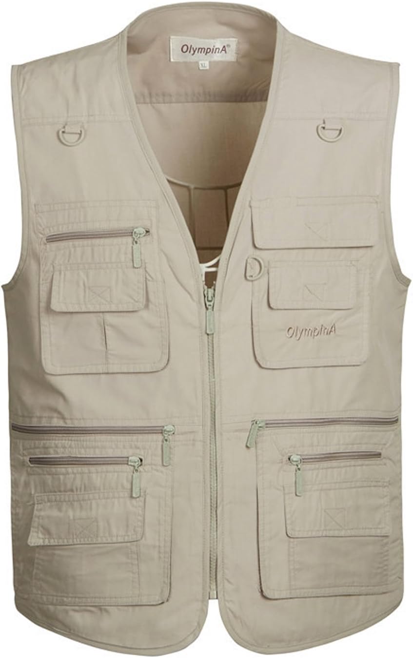 Flygo Mens Summer Outdoor Work Safari Fishing Travel Photo Vest with Pockets