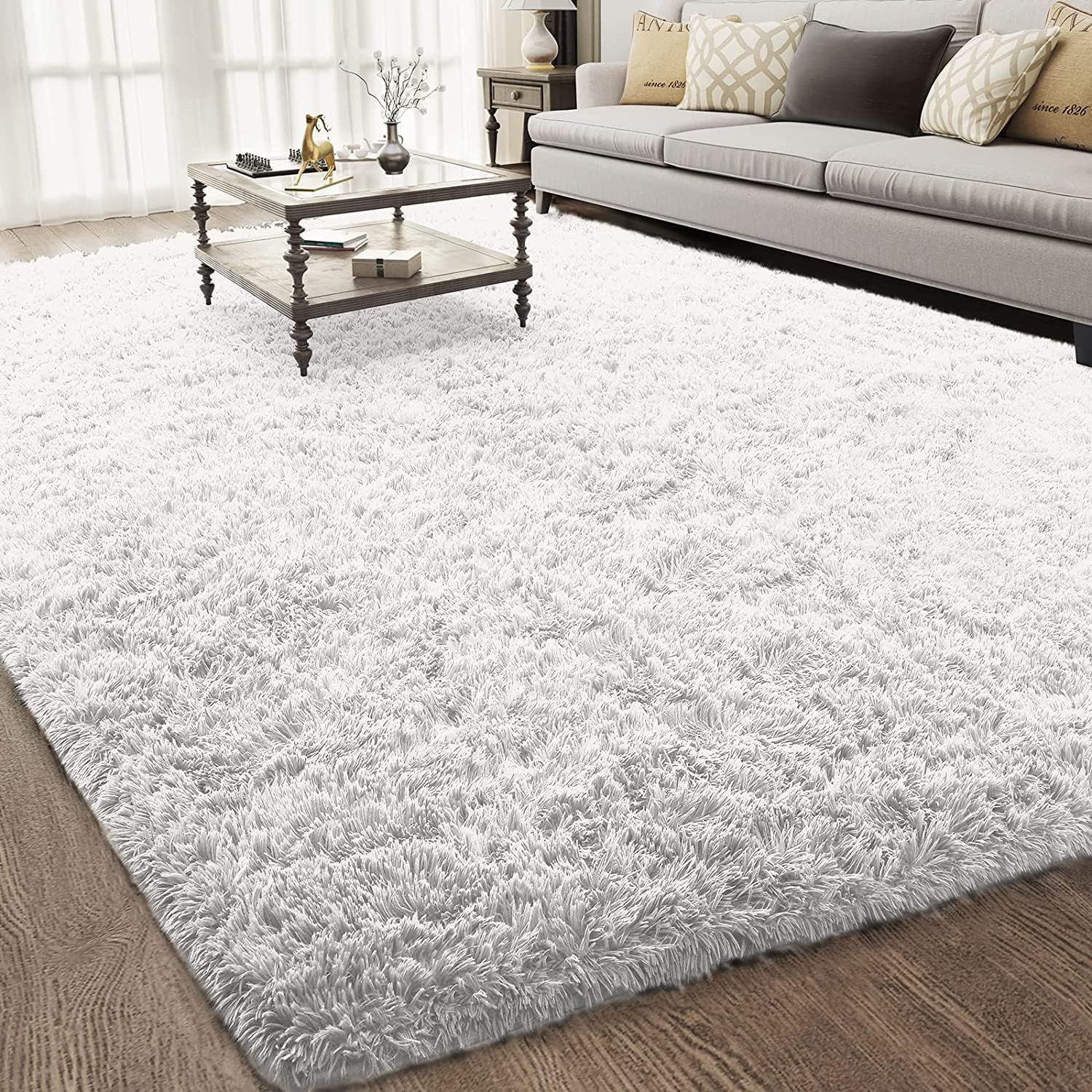 Ophanie Machine Washable 6 x 9 Rugs for Living Room,White,Large Fluffy Fuzzy Plush Shag Comfy Soft,Non-Slip Indoor Floor Carpet,for Kids Boys Girls DormRoom,Bedroom,PlayroomHome Decor Aesthetic