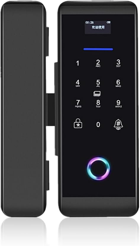 Dioche Fingerprint Door Lock, Keyless Entry Door Lock, Electronic GlassSmart Door Lock, Support Fingerprint, Password, IC Card, Keypad Smart Lock Control Alarm Access Control System(Black)