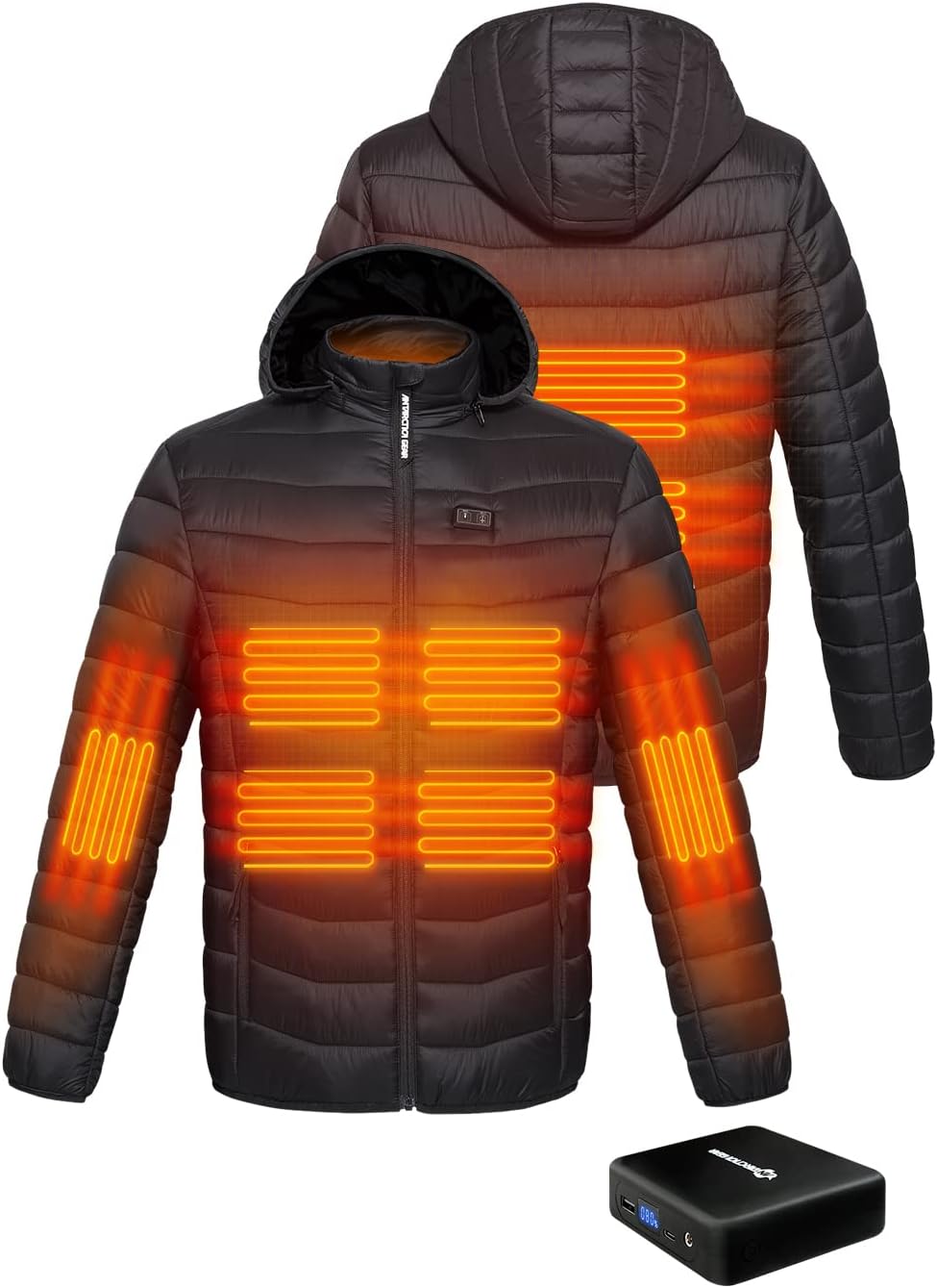 Heated Jacket, Lightweight Heating Jackets with 12V/5A Power Bank, 6 Areas Winter Coat for Men and Women