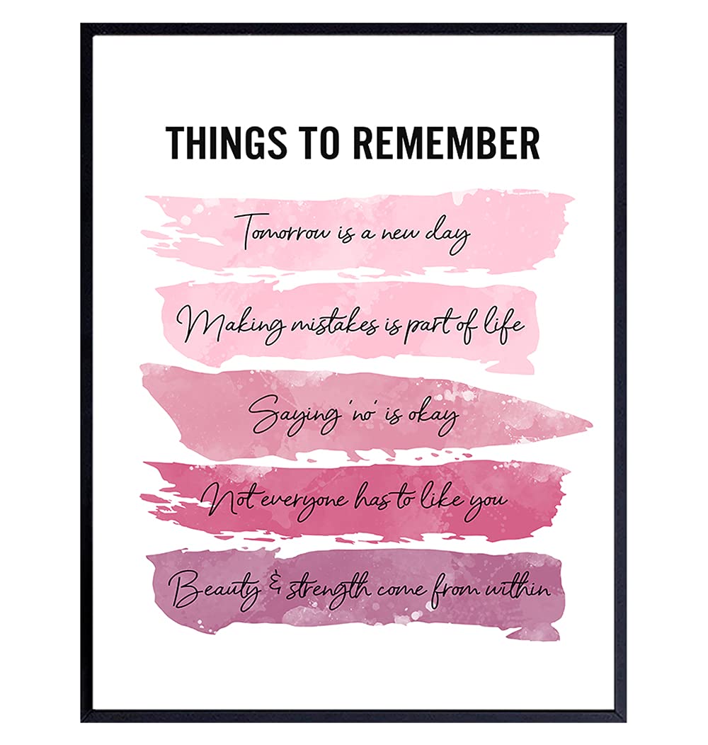 Positive Inspirational Quotes Wall Art &amp; Decor - LARGE 11X14 - Uplifting Encouragement Gifts for Women, Girls, Teens, Daughter, BFF - Pink Motivational Poster for Home Office, Bedroom, Bathroom