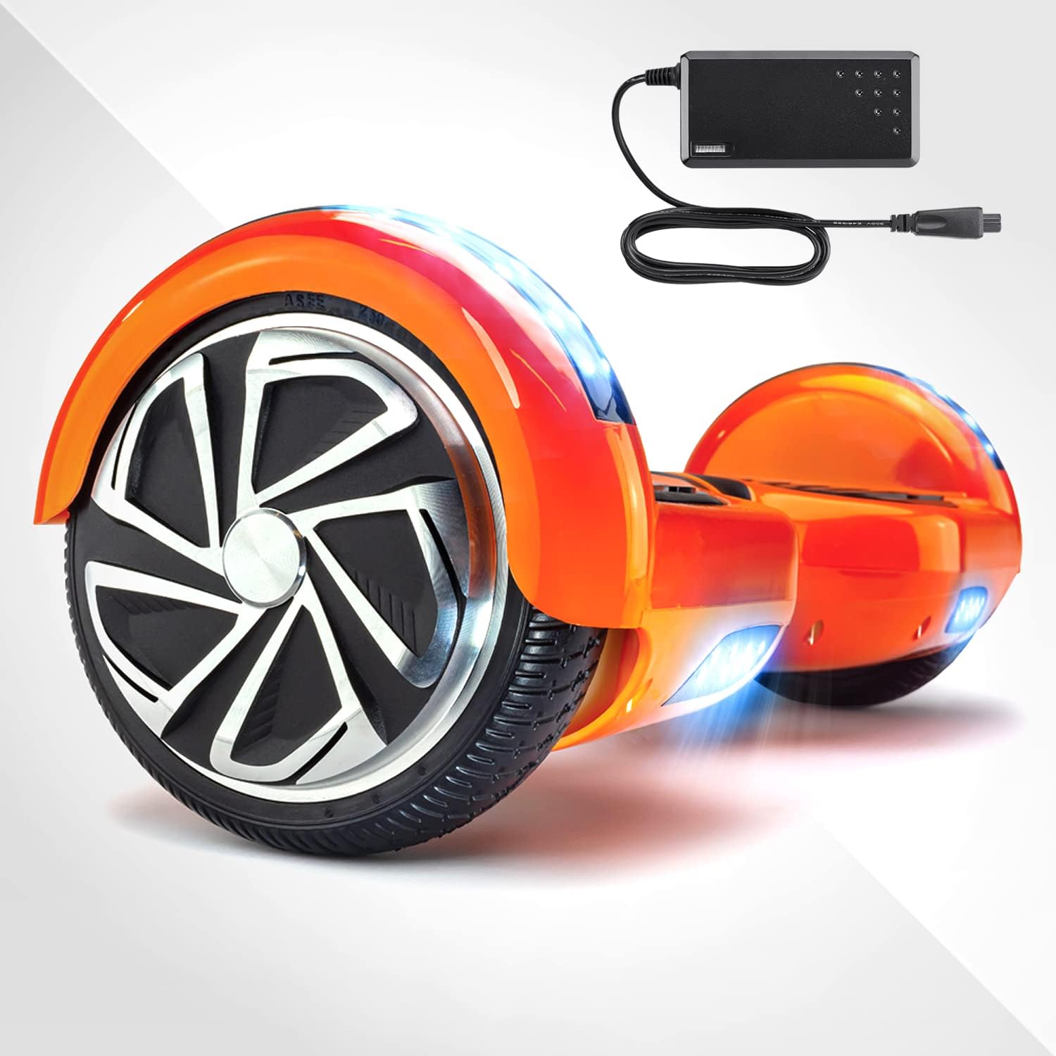 Orange Hoverboard | 2X the Ride Time. Latest Model w/Durable Aluminum Wheels (NOT Plastic). Built for Kids & Adults up to 220lbs with Bluetooth, Fun LED Lights, and Carrying Case