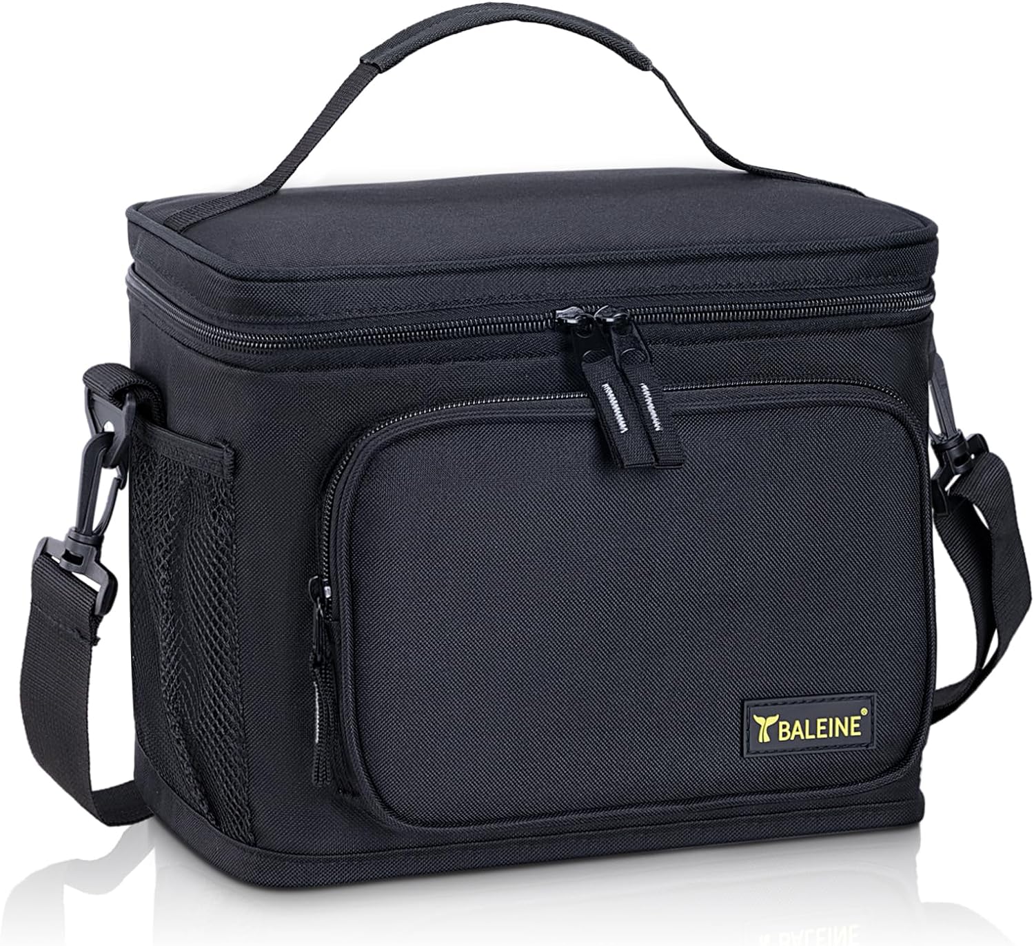 BALEINE 22 Can Large Lunch Bag, Insulated Lunch Bag for Men, Large Leakproof Cooler Bag with Adjustable Shoulder Strap for Office Work Picnic, Freezable Lunch Box for Men Women (Large, Black)