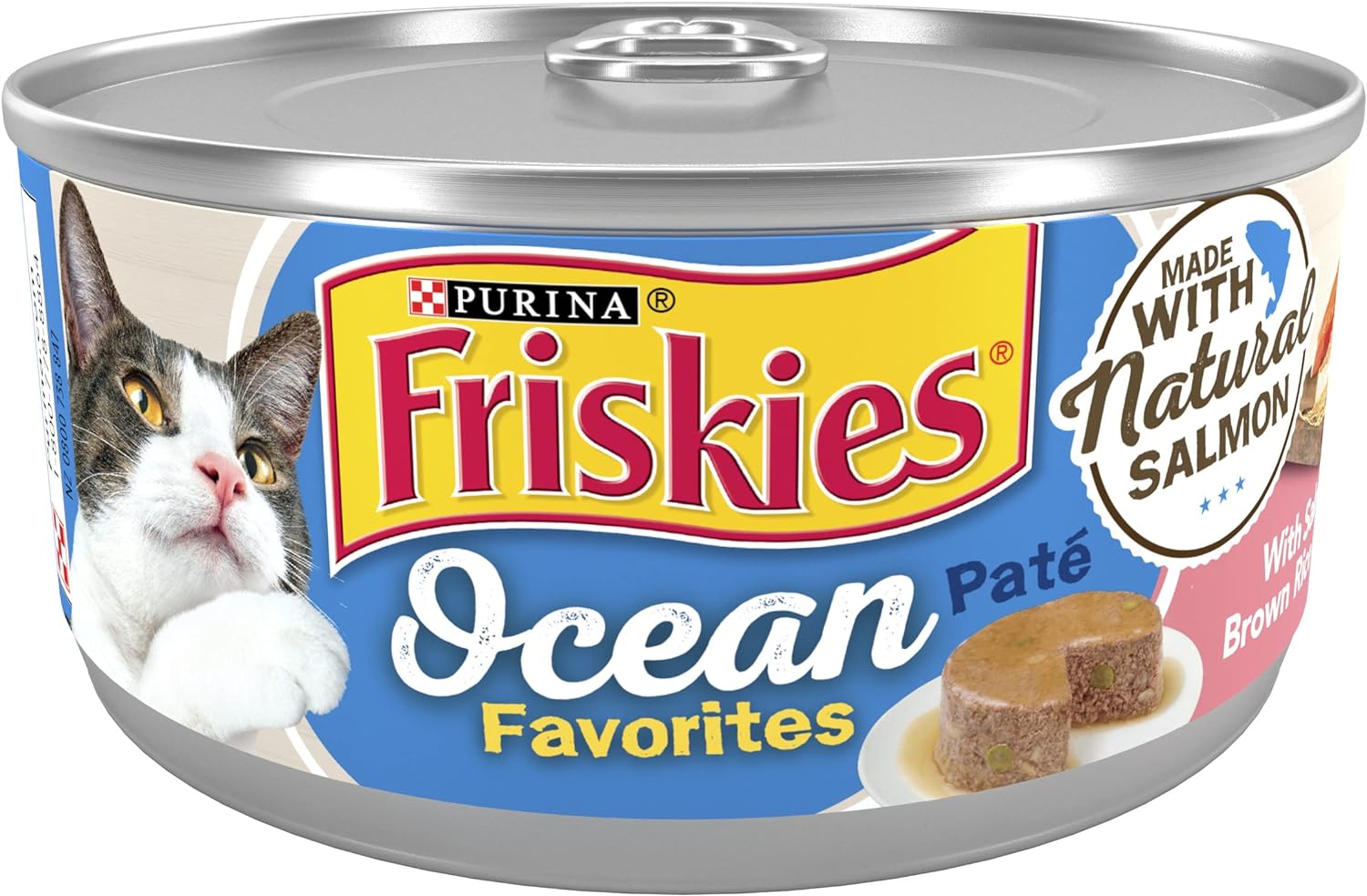 Purina Friskies Wet Cat Food Pate Ocean Favorites With Natural Salmon, Brown Rice and Peas - (Pack of 24) 5.5 oz. Cans