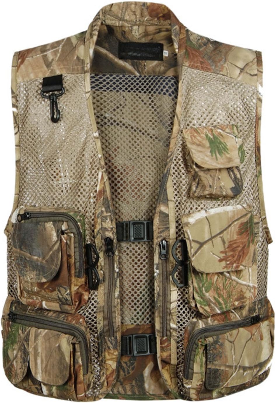 Flygo Men' Fishing Outdoor Utility Hunting Climbing Tactical Camo Mesh Removable Vest with Multiple Pockets (S, Desert)