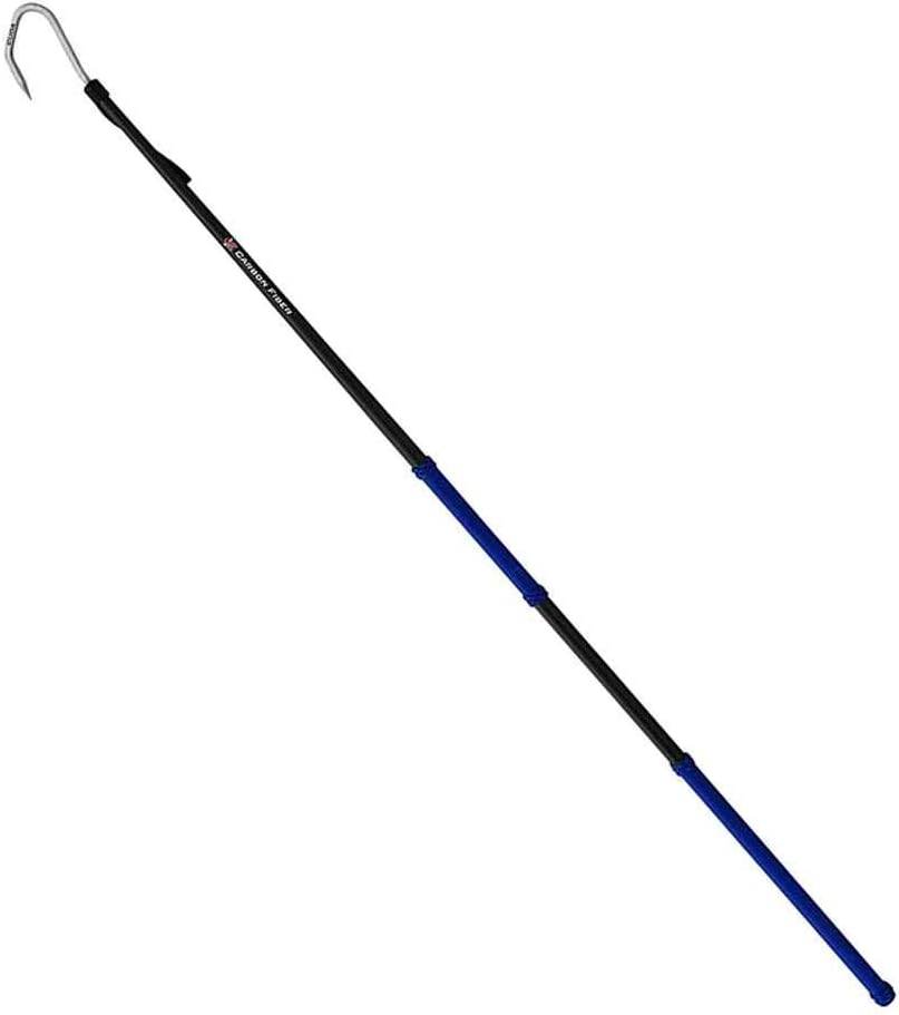 CudaCuda Carbon Fiber Gaff - 4ft Shaft with 2 Hook (Forged Stainless Steel Head, Rope Grips, Floats)