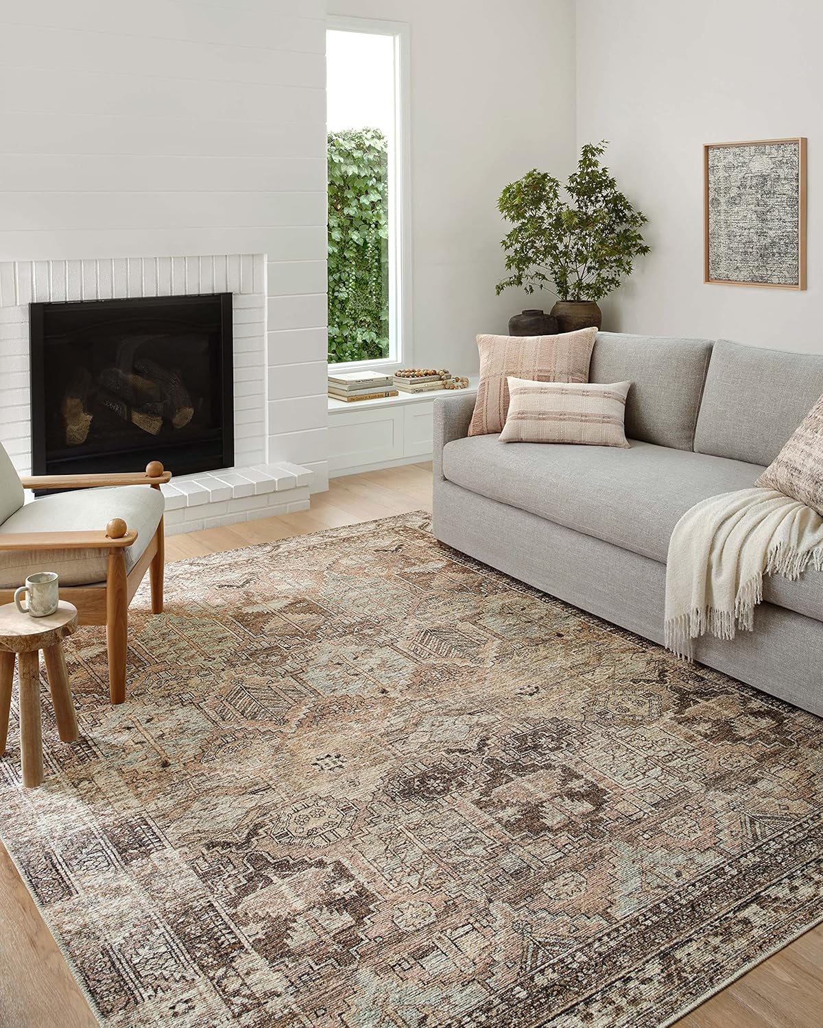 Loloi Amber Lewis x Billie Collection, Clay & Sage 2'-6 x 12'-0 Area Rug  Antique & Distressed Accent Rugs for Living Room, Bedroom, Entryway & Hallway, No Shed High Traffic Area Home Decor Rug