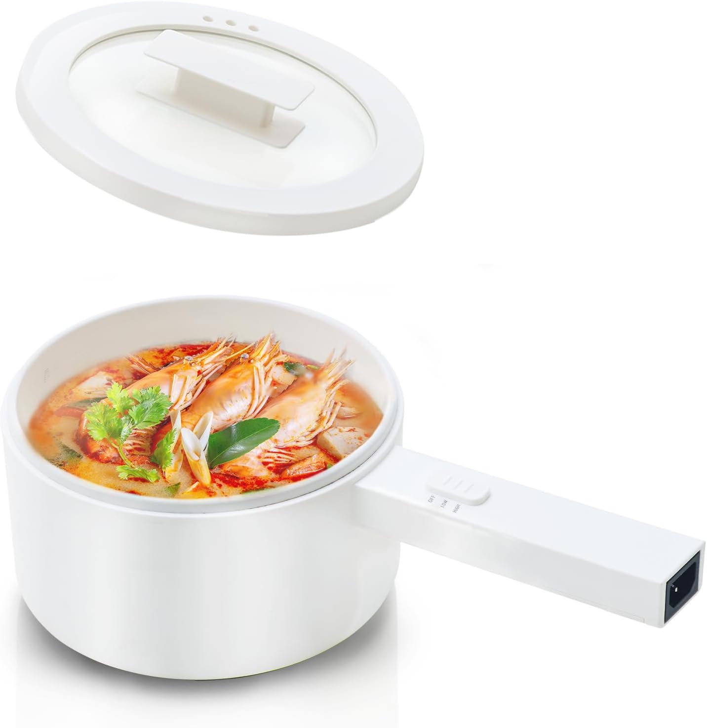 Hot Pot Electric, 1.5L Ceramic Glaze Non-stick Mini Electric Pot, Portable Electric Hot Pot for for Steak, Egg, Fried Rice, Ramen, Oatmeal, Soup with 2 Power Adjustment, dorm room essentials