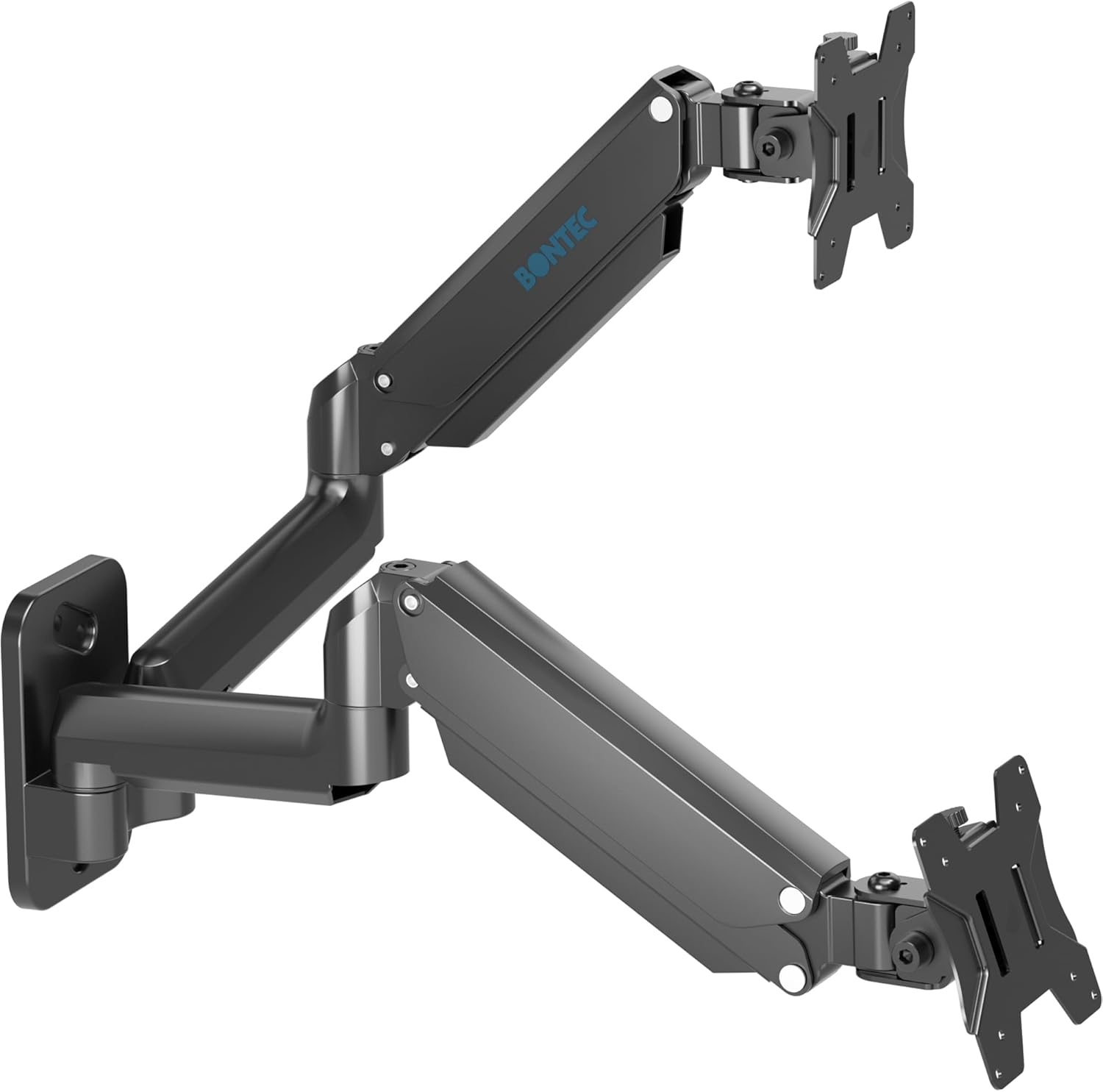 BONTEC Monitor Wall Mount Bracket for 13-27 Screens up to 17.6 lbs, Fully Adjustable Gas Spring Monitor Arm, Ergonomic Height Adjustable, Tilt Swivel & Rotate, VESA 75x75, 100x100 mm