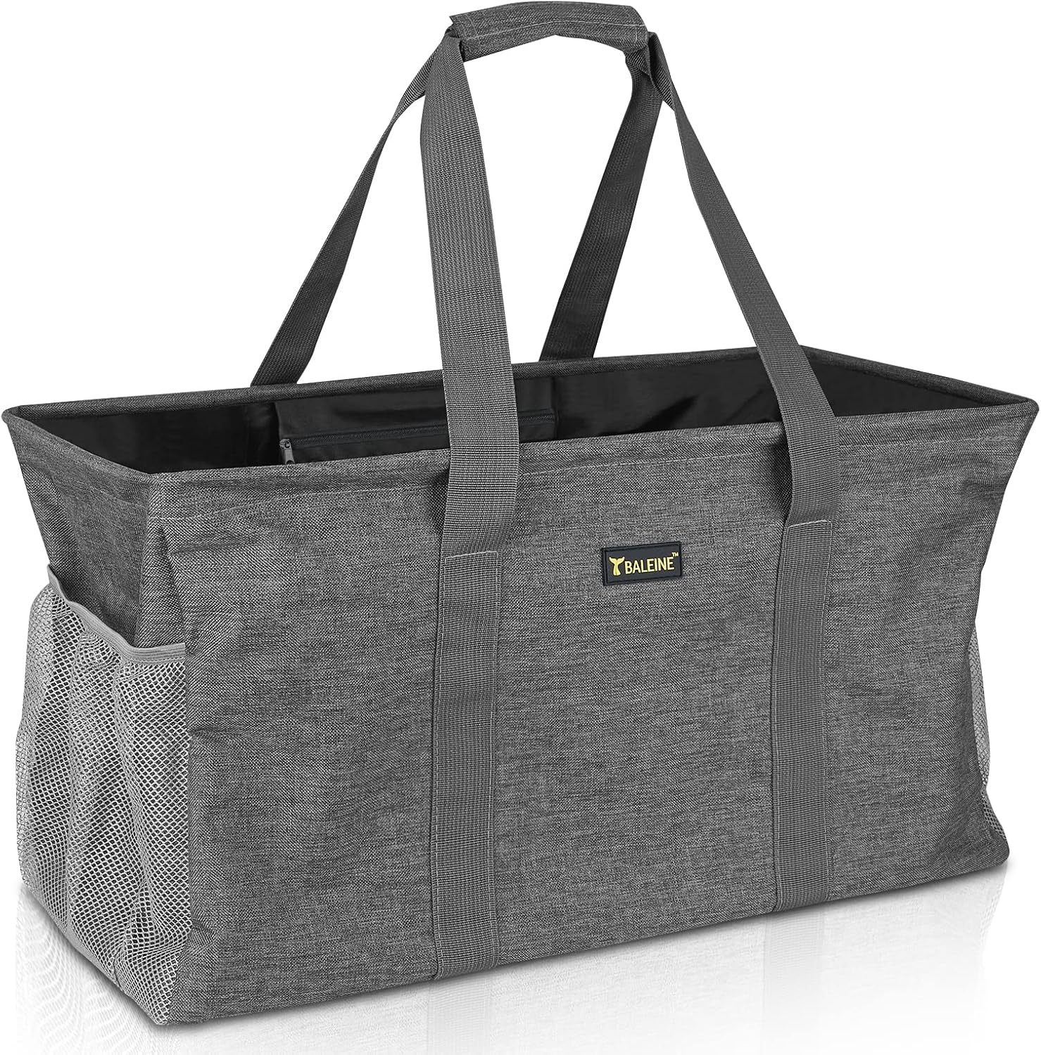 BALEINE Extra Large Utility Tote Bag with Wire Frame for Storage (Gray, 22''x12''x10'')