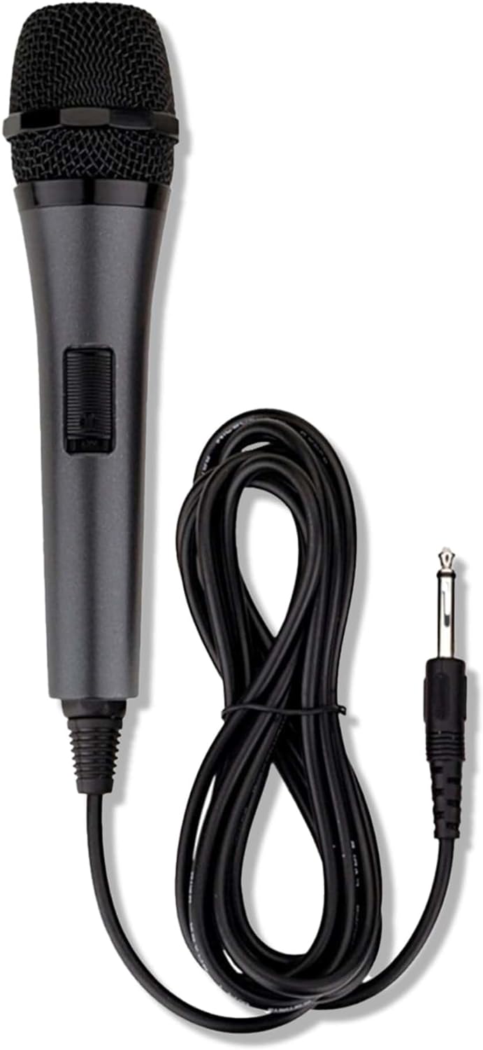 Singing Machine Wired Microphone for Karaoke, (Black) - Unidirectional Dynamic Vocal Microphone - Plug-in Microphone for Karaoke Machine, AMP, & Speaker - Mic for Singing, Public Speaking, & Parties