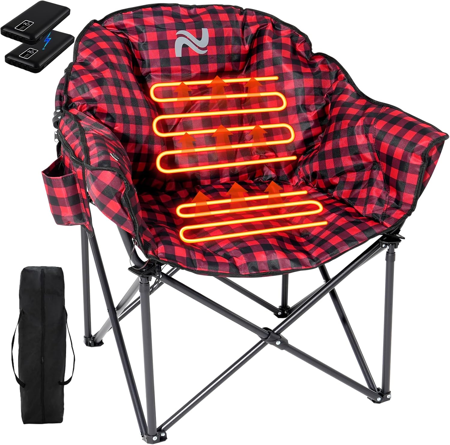 Slsy Heated Camping Chair Oversized, Outdoor Portable Heated Folding Chairs, Heated Foldable Chair Seat Supports 500 lbs, Heating Chair for Outdoor Sports, Camping, Patio, and Picnics