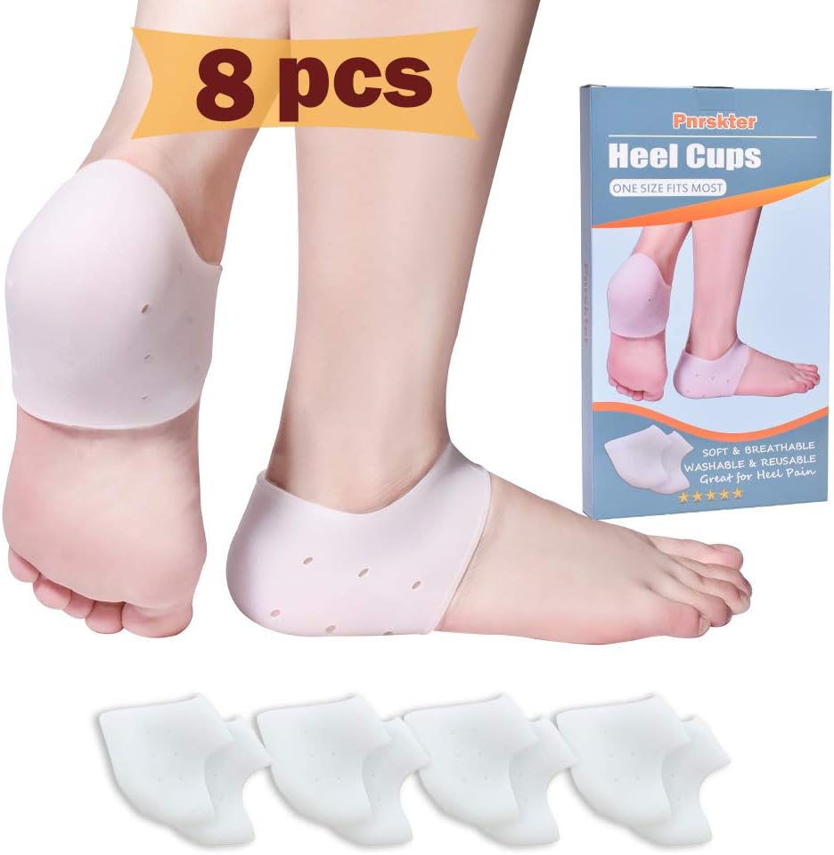 Heel Cups, Gel Heel Cushion, Heel Guards (4 Pairs),Heel Protectors, Plantar Fasciitis Support Great for Plantar Fasciitis, Cracked Heels, Achilles Tendinitis & Heel Sore for Men and Women.