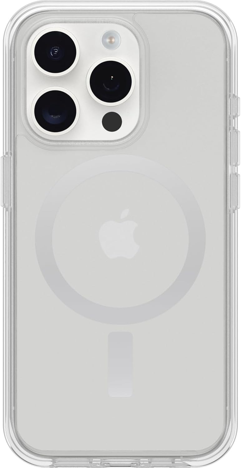 OtterBox iPhone 15 Pro (Only) Symmetry Series Clear Case - (Clear), Snaps to MagSafe, Ultra-Sleek, Raised Edges Protect Camera & Screen (Ships in Polybag, Ideal for Business Customers)