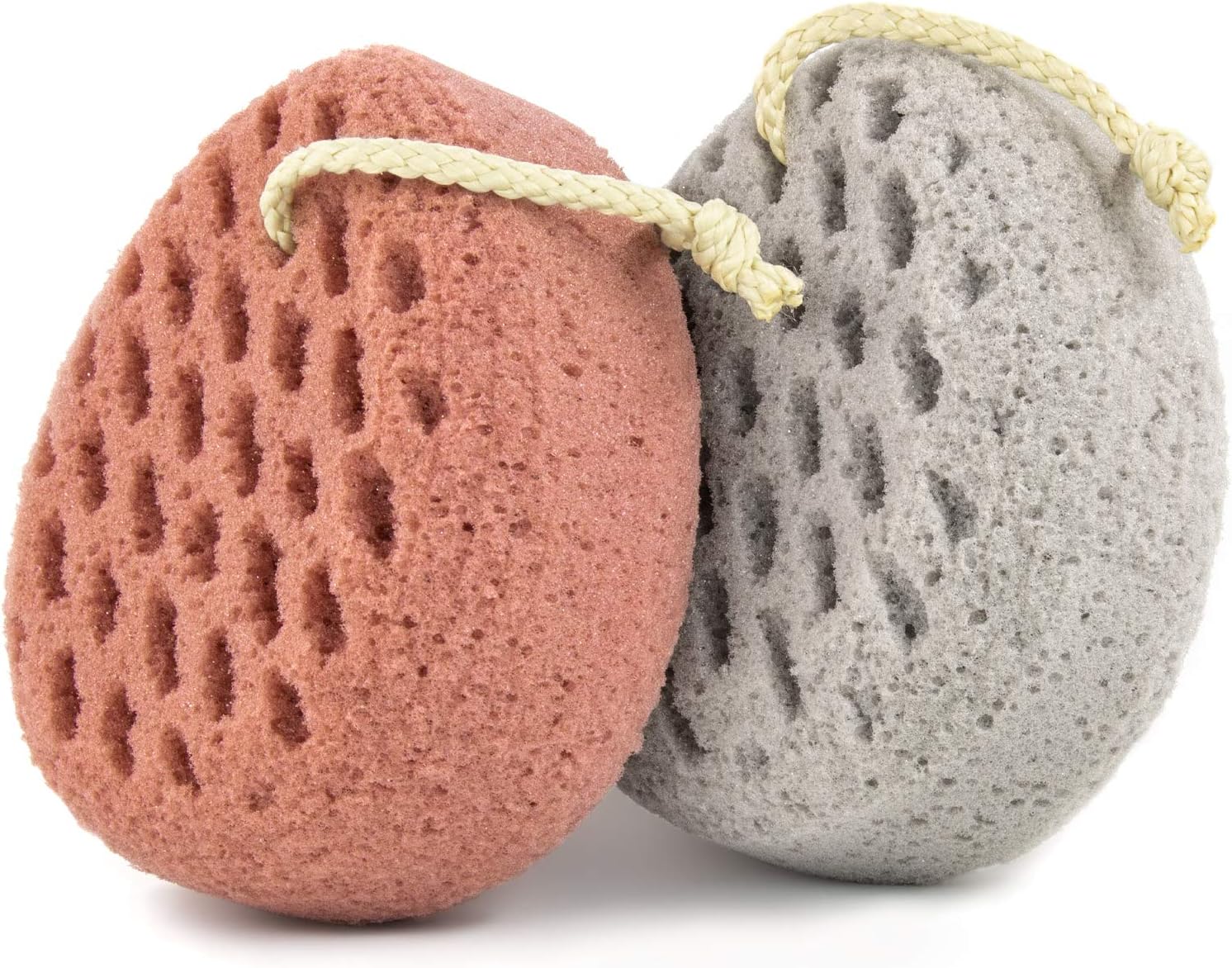 BAIMEI Bath Sponge, Sponge Loofah Body Scrubber, Shower Pouf Cleaning Loofahs Sponge, Shower Use Sponge (Pink Grey)