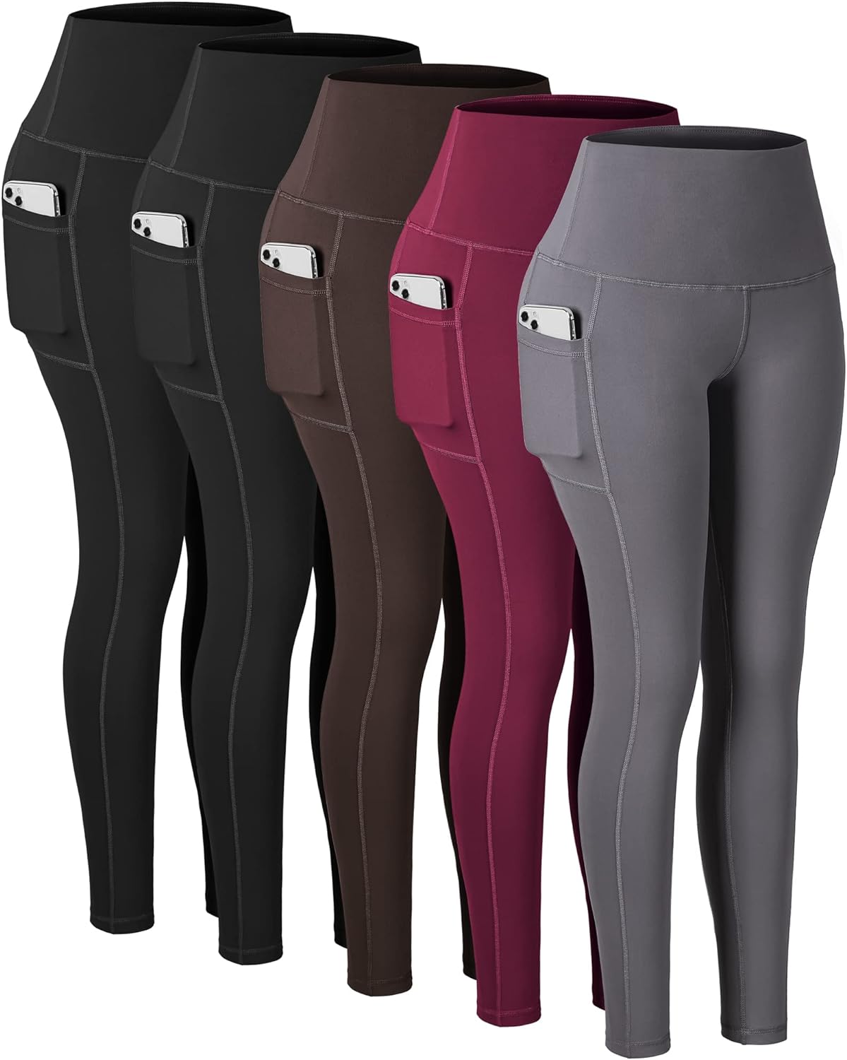 CHRLEISURE Leggings with Pockets for Women, High Waisted Tummy Control Workout Yoga Pants