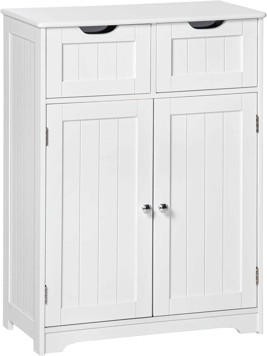 kleankin Freestanding Bathroom Storage Cabinet, Floor Cabinet with 2 Drawers, Adjustable Shelf, for Bathroom, Living Room or Entryway, White