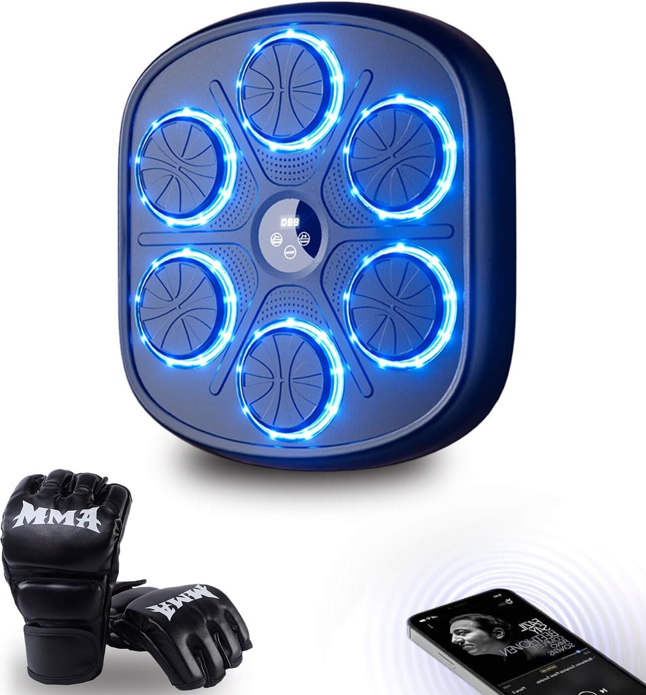 Smart Music Boxing Machine, Boxing Machine Wall Mounted Music with Gloves, Boxing Music Workout Machine for Home, Indoor and Gym