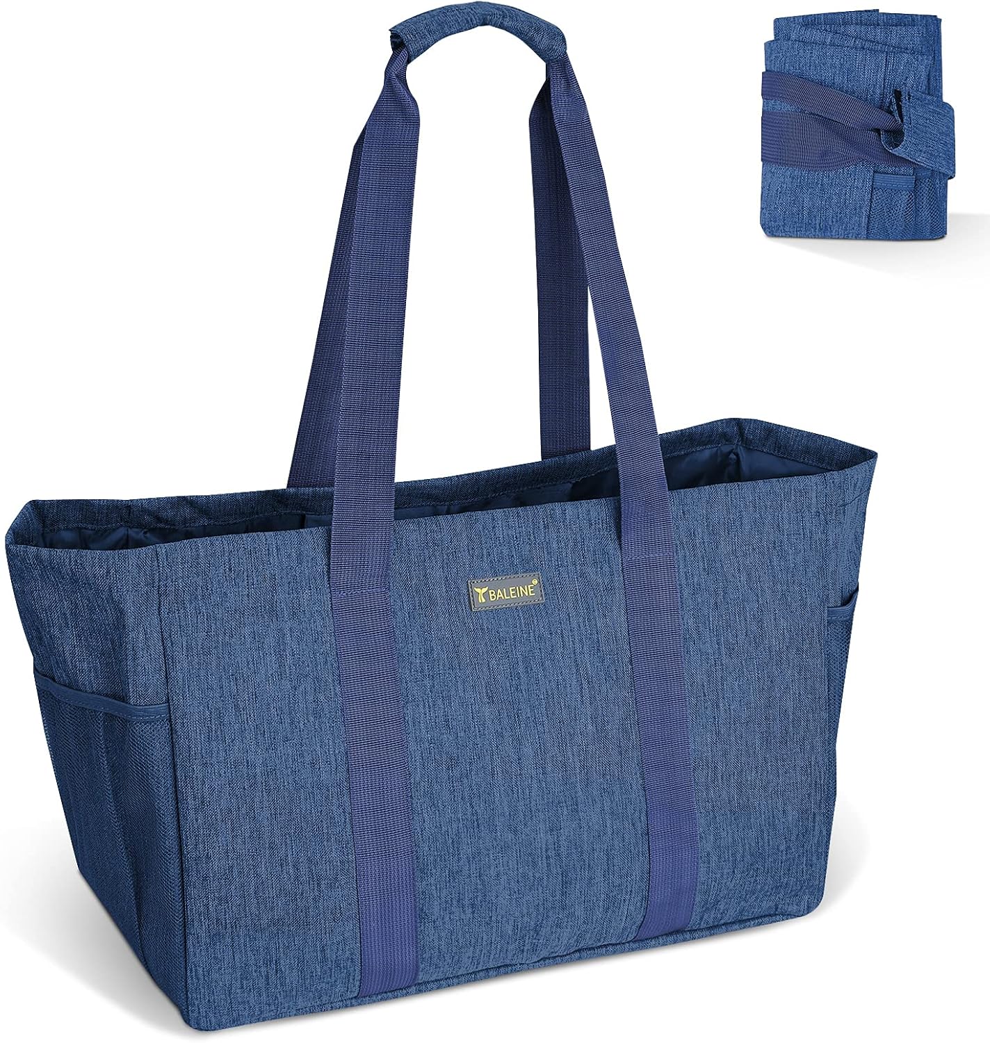 BALEINE Soft 9 Gallon Extra Large Utility Tote, Foldable Reusable Storage Bag (Denim Blue)