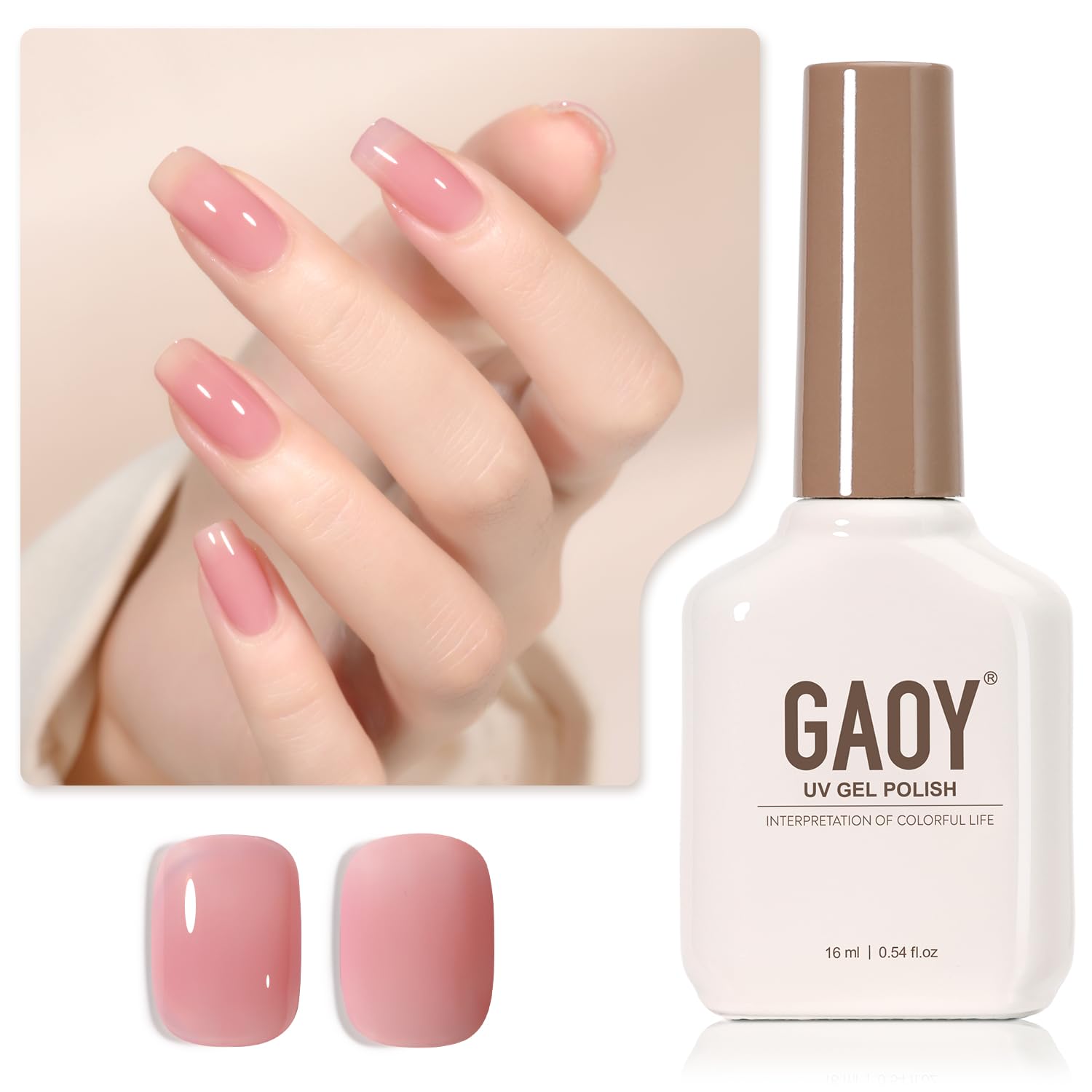 GAOY Sheer Maroon Gel Nail Polish, 16ml Jelly Pink Burgundy Translucent Color 1354 UV Light Cure Gel Polish for Nail Art DIY Manicure and Pedicure at Home